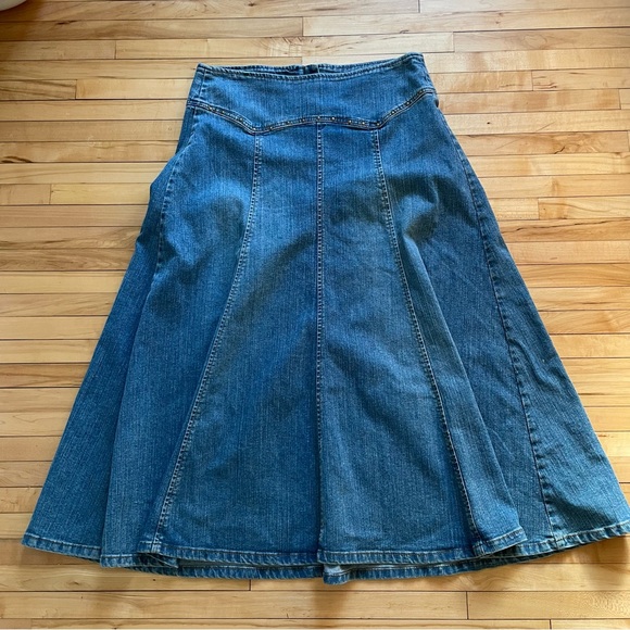 Vintage Dresses & Skirts - 2000s Y2K Blue denim midi skirt with studded details